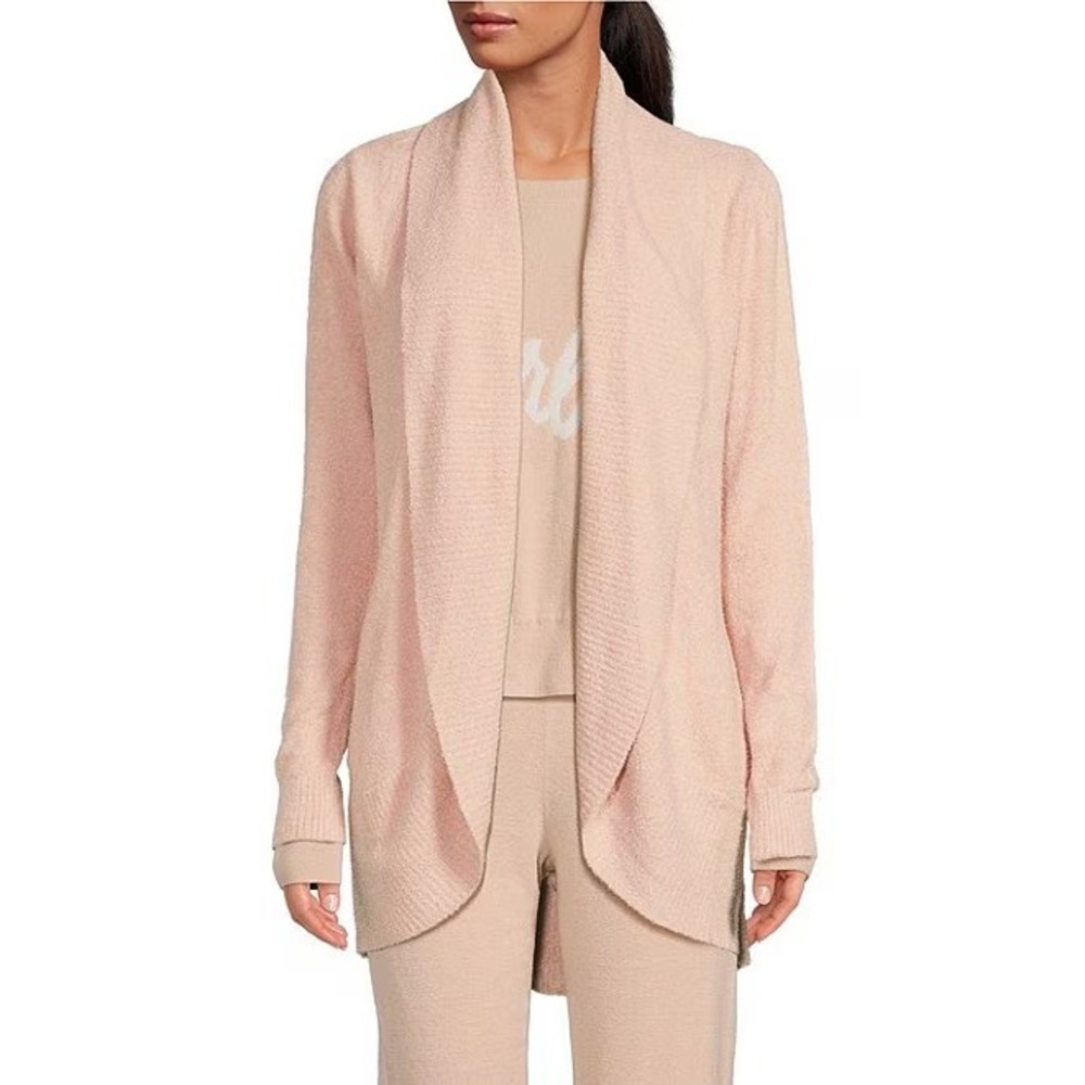 Barefoot Dreams CozyChic Lite Cardigan Smoky Pink Size M Pockets Soft Cozy